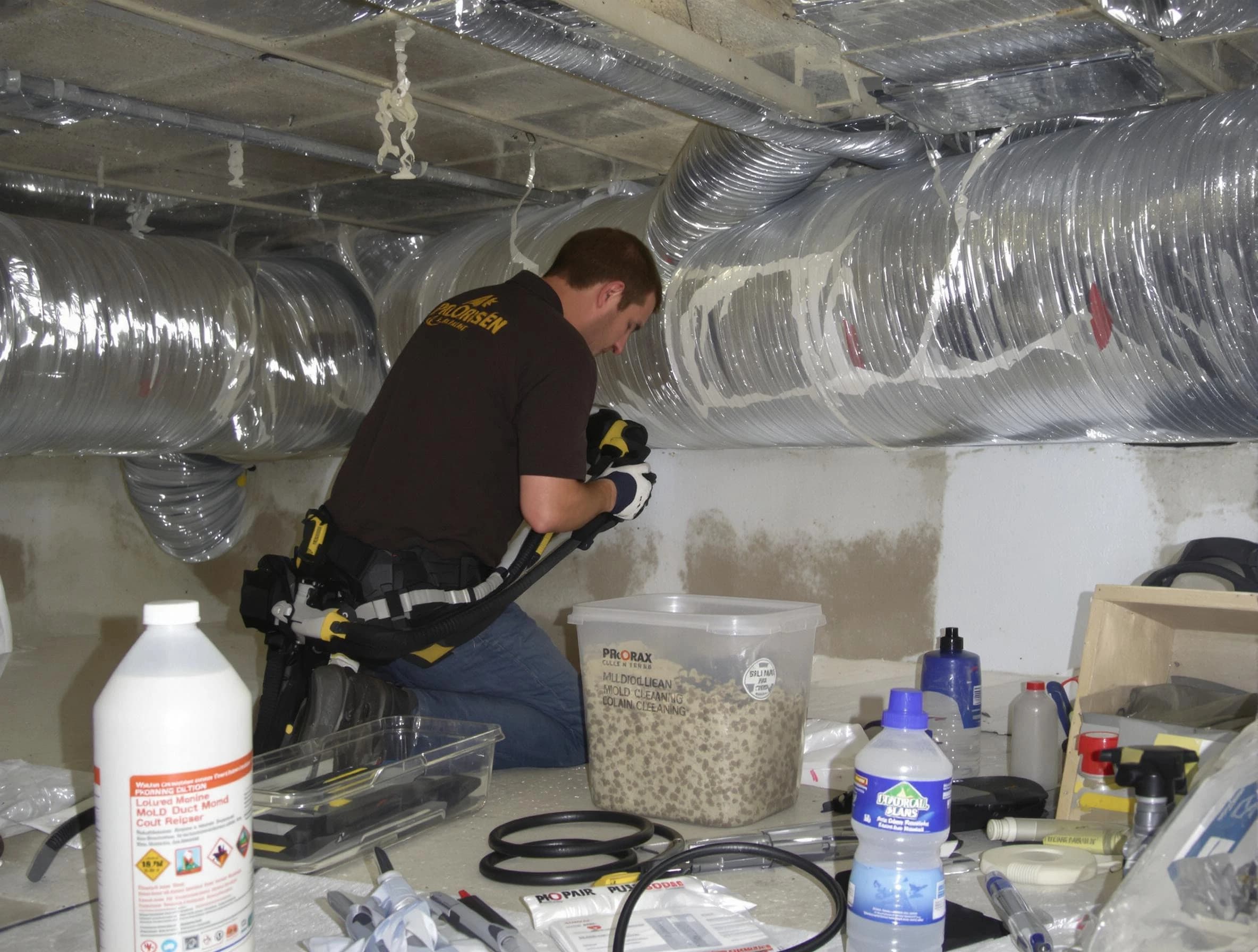 Bensley Air Duct Cleaning specialist performing professional mold removal from air ducts in Bensley