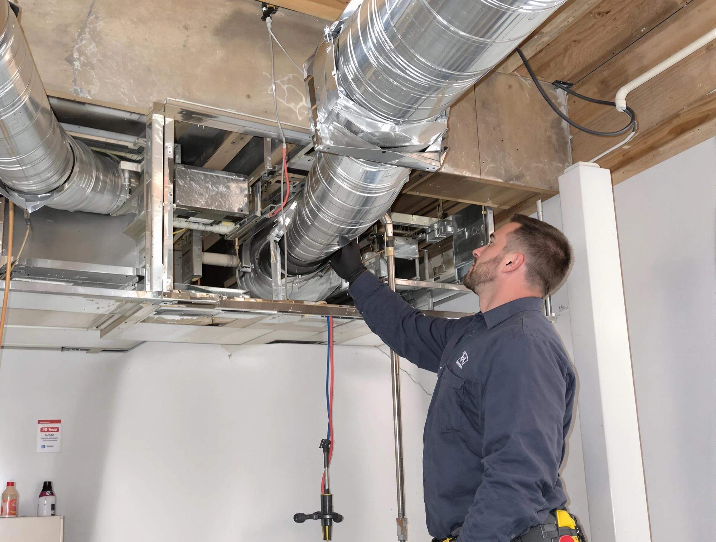 Bensley Air Duct Cleaning technician performing professional air duct repair using specialized tools in Bensley