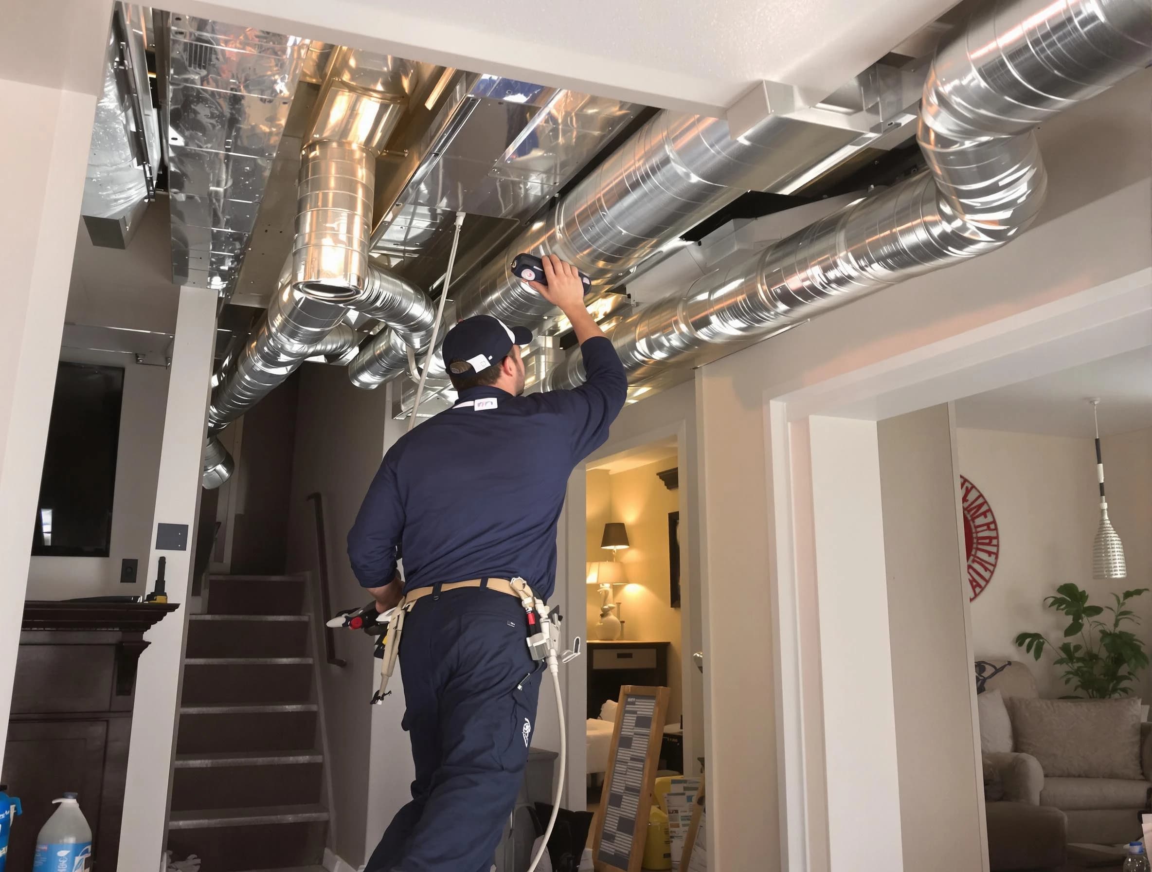 Bensley Air Duct Cleaning expert performing specialized duct cleaning in a mobile home in Bensley