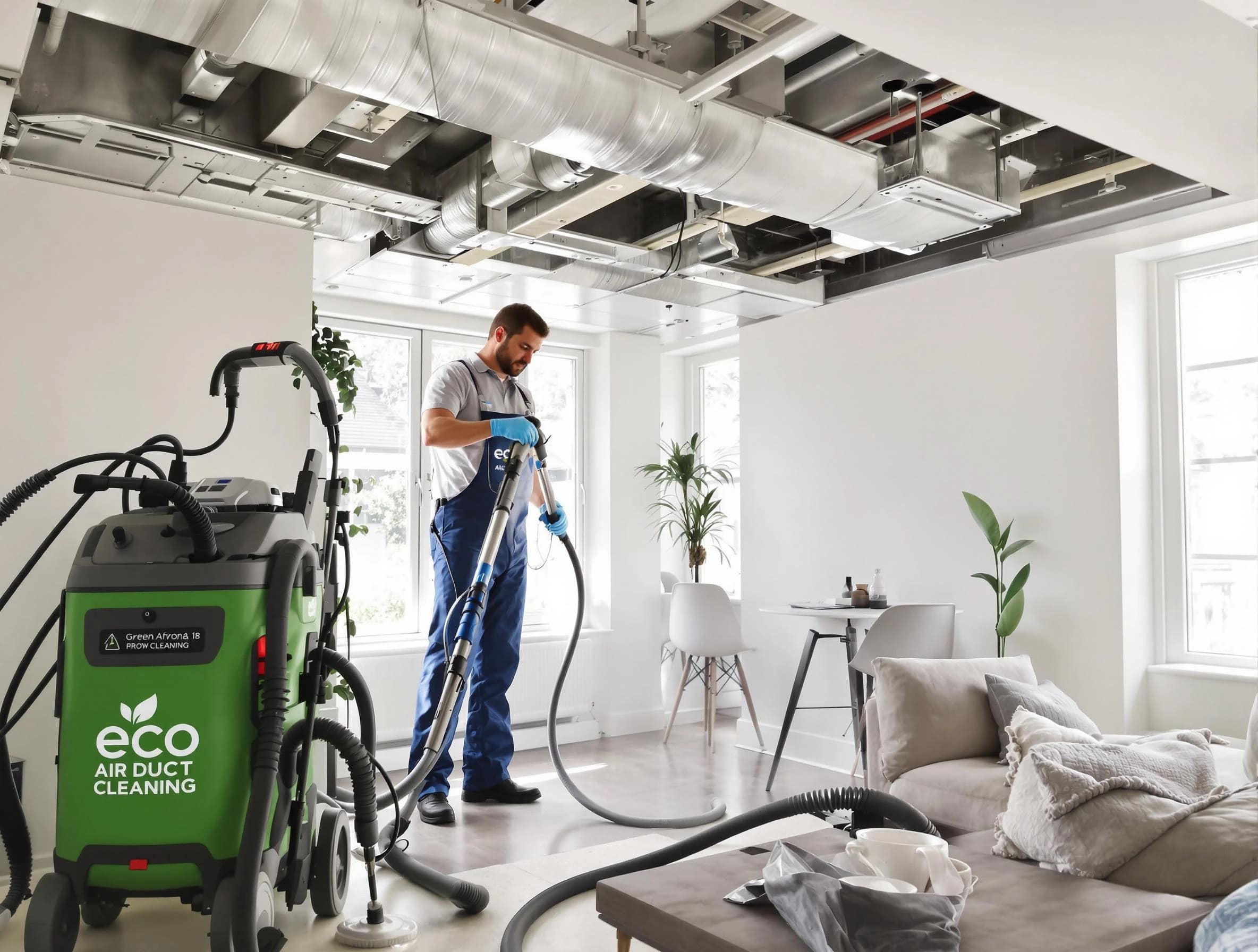 Bensley Air Duct Cleaning technician performing eco-friendly duct cleaning using sustainable methods in Bensley